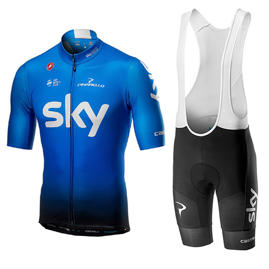 2019 Maillot Sky Tirantes Mangas Cortas Azul